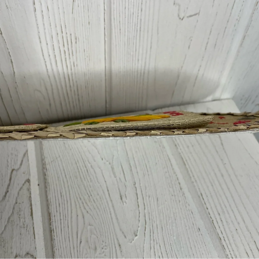 Vintage Smokey Mountains Souvenir Hanging Mail Organizer Woven Flamingo Flowers